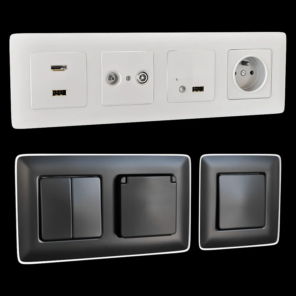 Simon  – Sockets and switches Simon 82/2 Detail 3ds Max