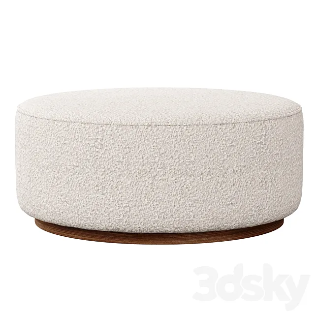 Sinclair Large Round Boucle Ottoman Whistler Oyster Suede by Four Hands 3dsMax Model