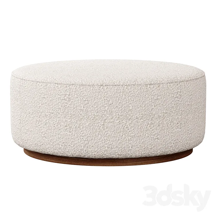 Sinclair Large Round Boucle Ottoman Whistler Oyster Suede by Four Hands 3DS Max Model