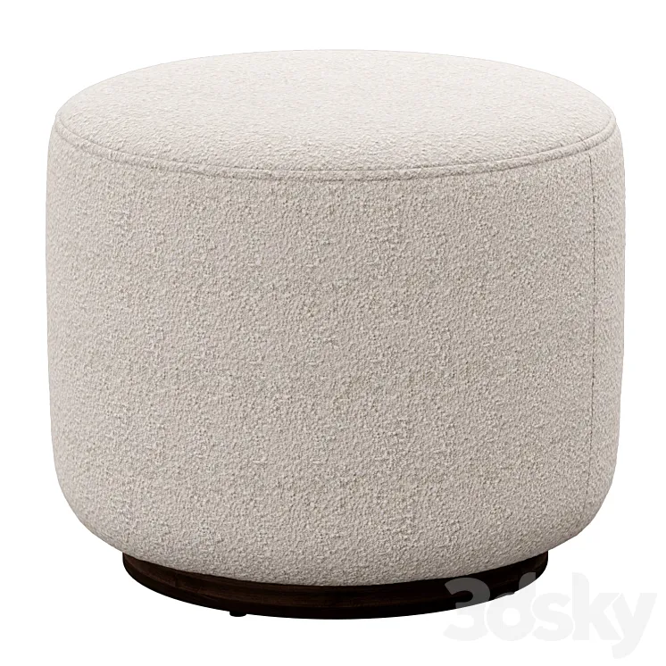 Sinclair Round Boucle Ottoman Whistler Oyster Suede by Four Hands 3DS Max Model