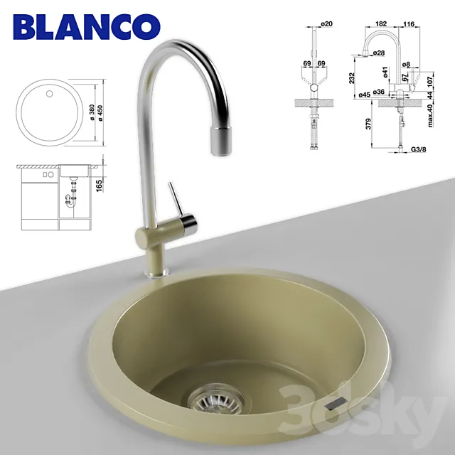 Sink and Faucet BLANCO RONDO BLANCO FILO-S 3DSMax File