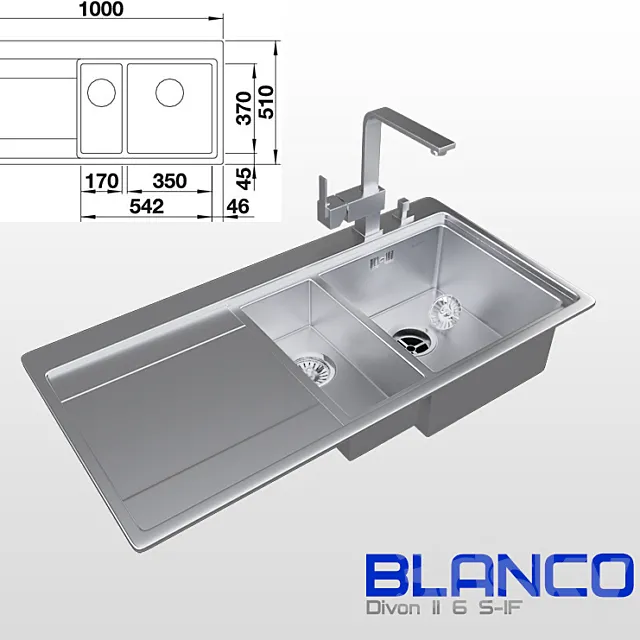 Sink BLANCO + mixer 3ds Max