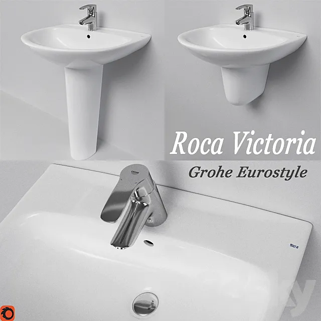 Sink Roca Victoria mixer Grohe Eurostyle 3DS Max Model