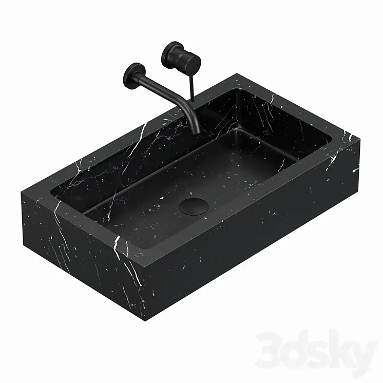 Sink (washbasin) Biruta black marble and mixer Solitario 3DS Max