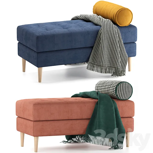 Siteno bench in 4 colors (Barhat Emerald _ Barhat Blue _ Salmon _ Velvet Ocean) by Divanru 3ds Max