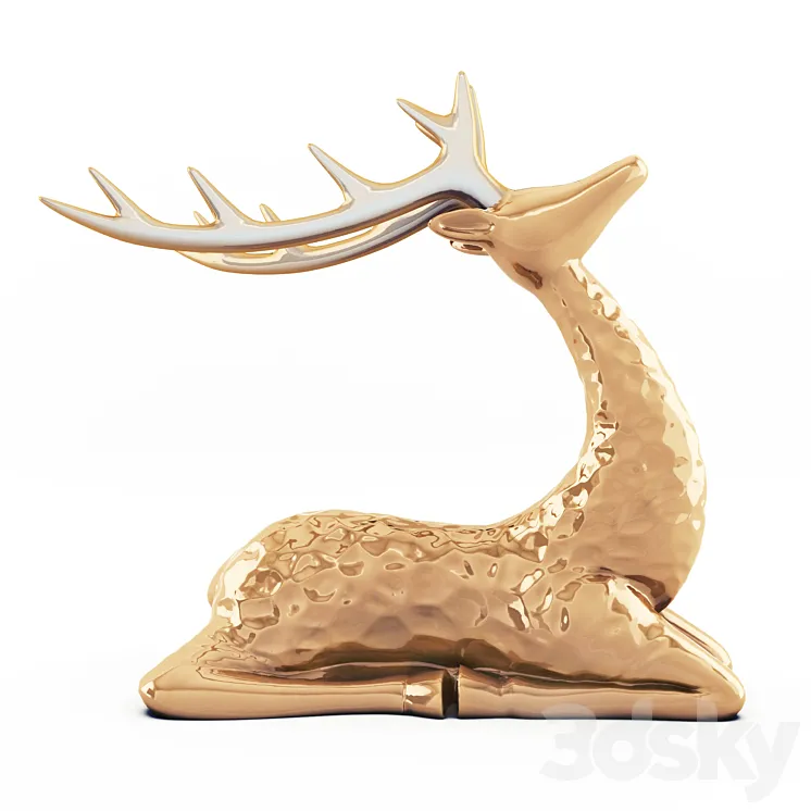 Sitting deer statuette 3DS Max