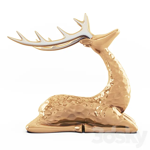 Sitting deer statuette 3DSMax File