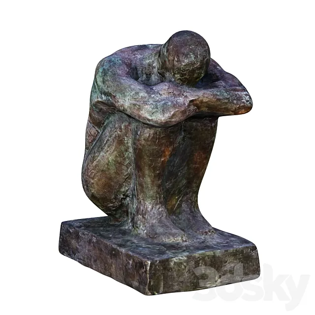 Sitting Man Sculpture 3ds Max