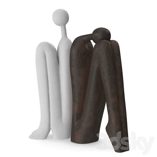 Sitting Stickman Figurine 3ds Max