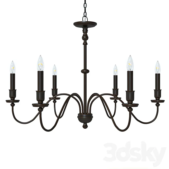 Six light chandelier in matte black 3ds Max