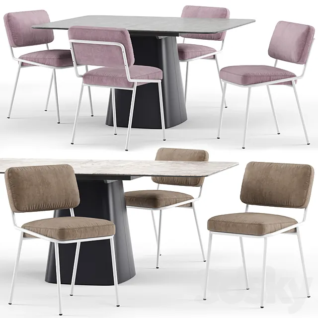 Sixty chair and Hey Gio extending table – connubia calligaris 3DS Max Model