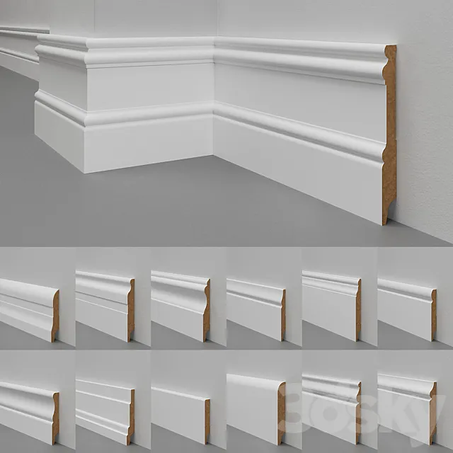 Skirting boards MDF Madest Decor (28 pieces) 3DS Max Model