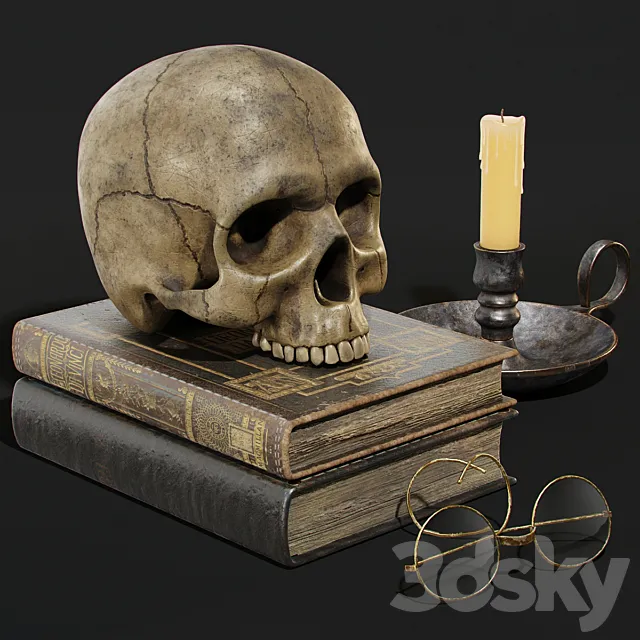 Skull and Books 3DSMax File