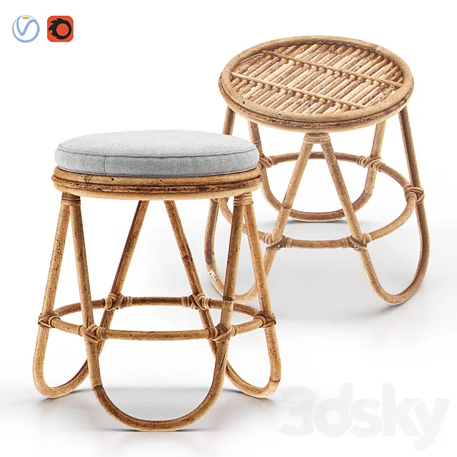 SKYE Rattan Stool 3DS Max Model