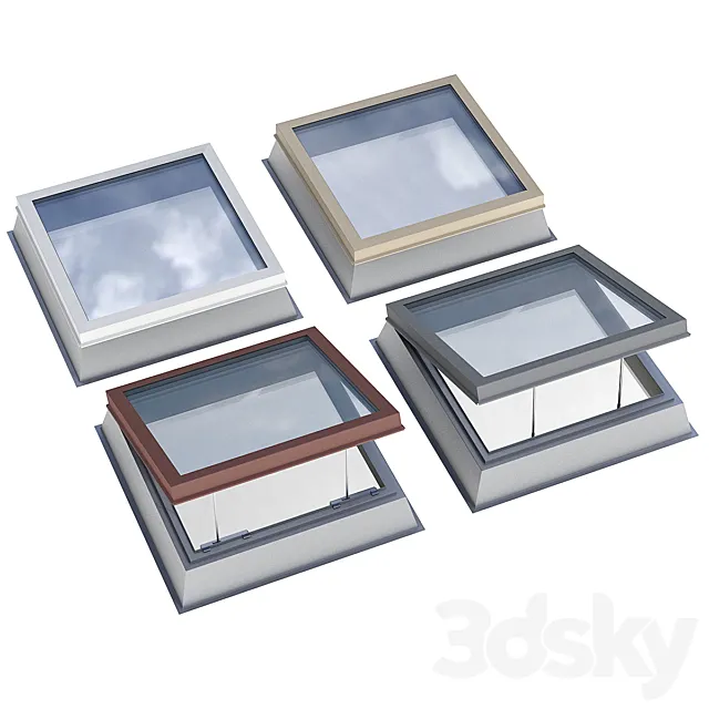 Skylight dormer window second light on a flat roof _ Modular roof window dormer skylight rooflight 3ds Max