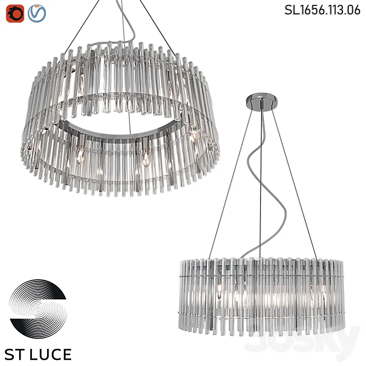 SL1656.113.06 Pendant chandelier ST-Luce Nickel\/Transparent OM 3DS Max