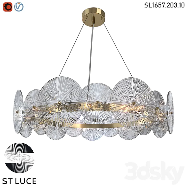 SL1657.203.10 Pendant chandelier ST-Luce Golden\/Transparent OM 3DS Max