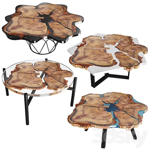 Slab coffee tables 3ds Max