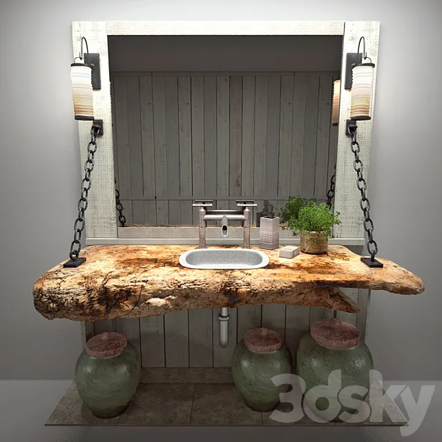 Slab sink loft bath 3DSMax File