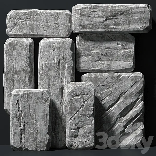 Slab stone rock big n1 3ds Max