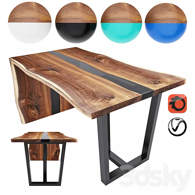 Slab table – river number 2 3ds Max