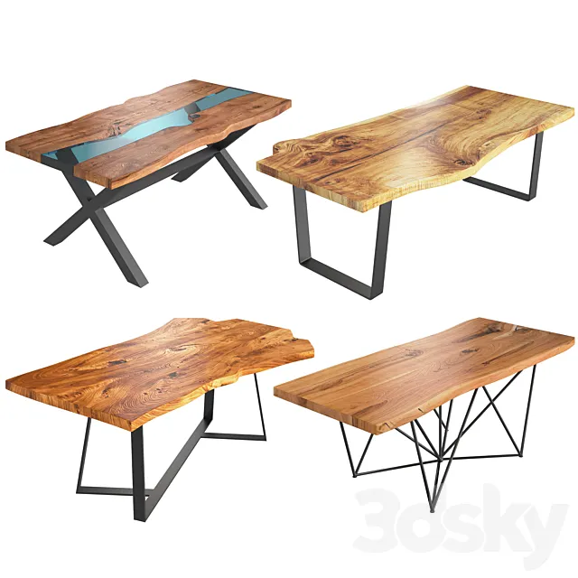 Slab Tables Set 3DS Max Model