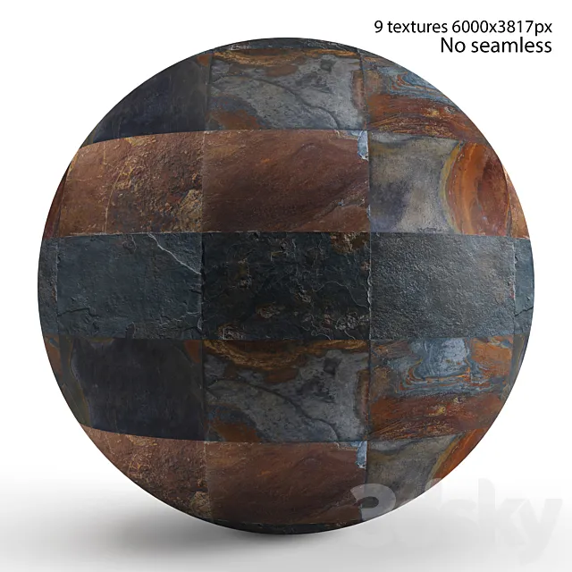 Slate and rusty slate. 9 textures 3ds Max