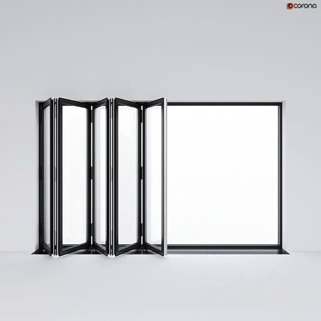 Sliding aluminum window accordion (door) 3ds Max