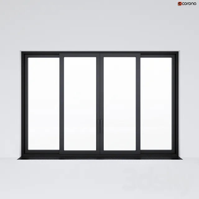 Sliding aluminum window (door) 2 3DSMax File