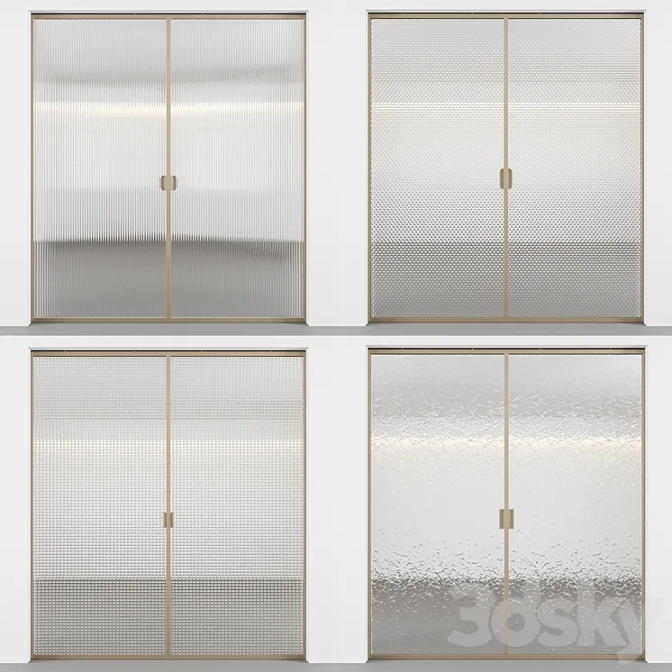 Sliding doors with embossed glass 3DS Max