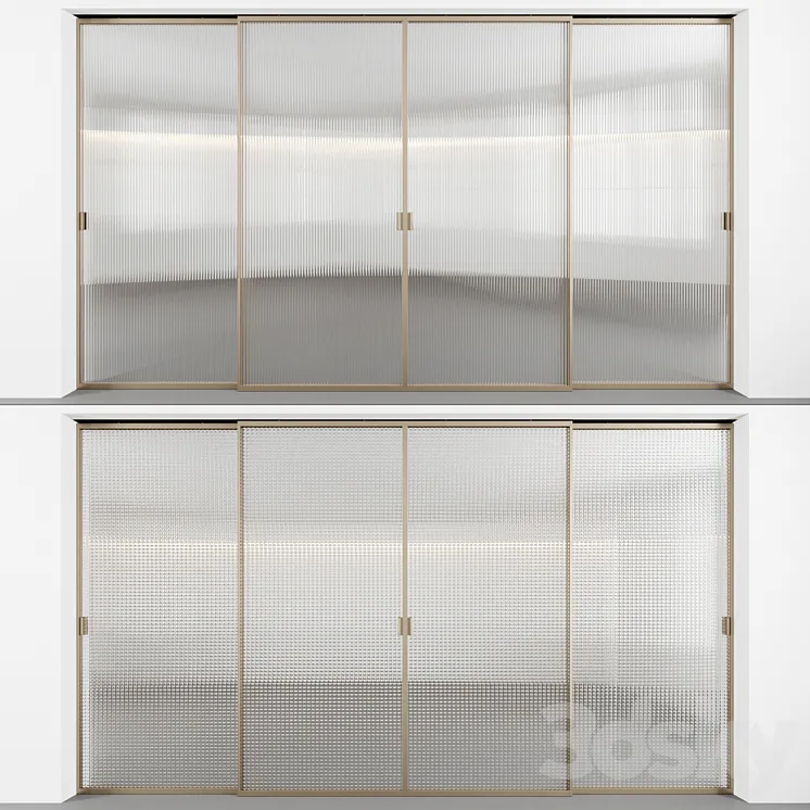 Sliding doors with embossed glass 3DS Max