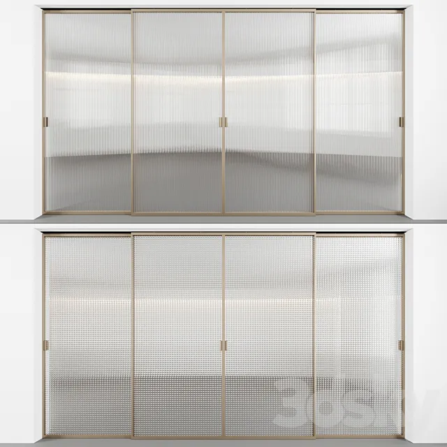 Sliding doors with embossed glass 3DSMax File