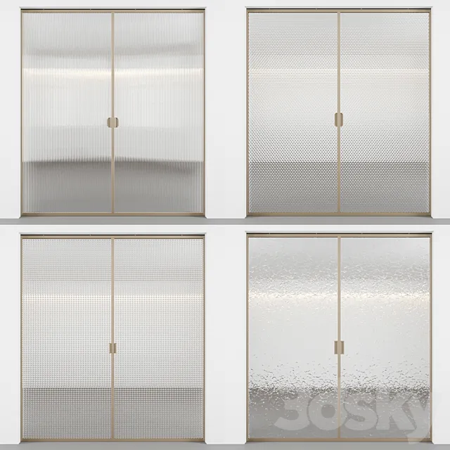 Sliding doors with embossed glass 3DSMax File