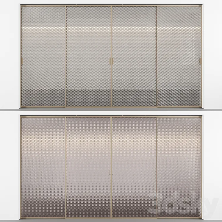 Sliding doors with embossed glass No. 3 3DS Max