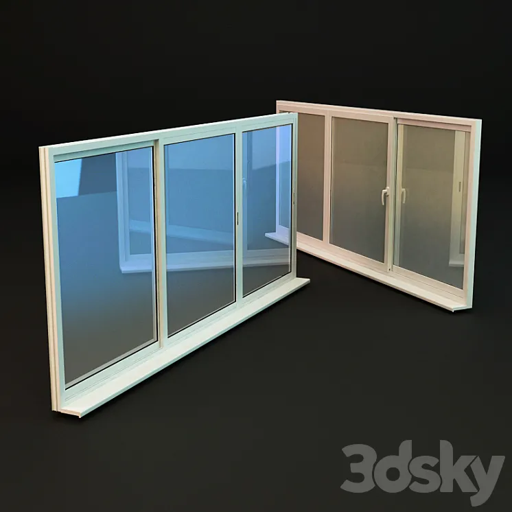 Sliding glass balconies and loggias 3DS Max