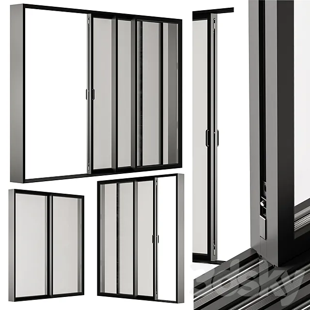 Sliding Metal Window – Windows Set 20 3ds Max