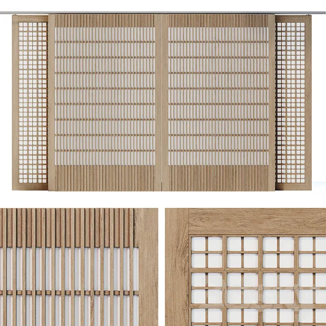 Sliding partition Japandi 3ds Max