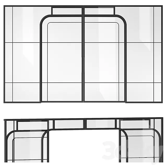 Sliding partition made of metal and glass 3DS Max Model