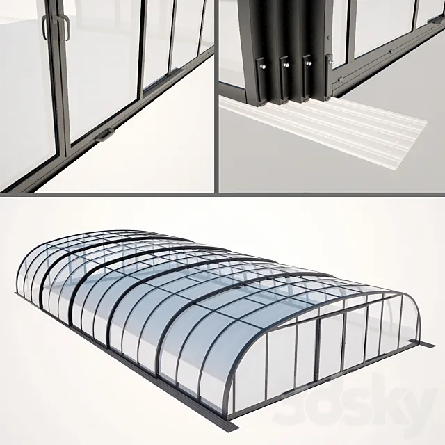 Sliding pavilon pool Voeroka PRESTIGE 3DS Max Model