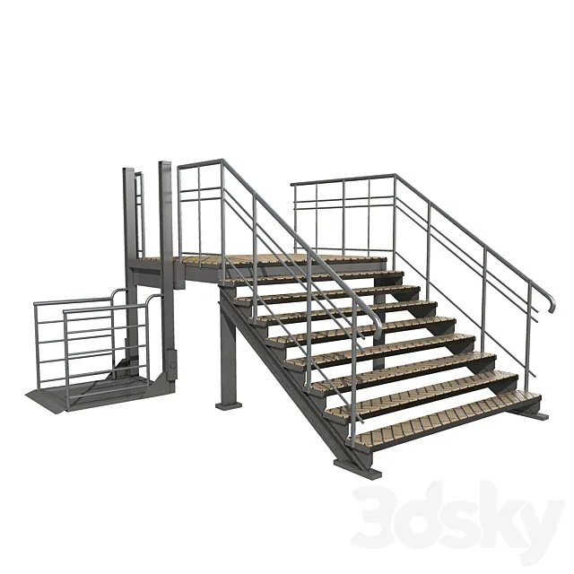 Sliding porch with stairs and lift 3DS Max Model