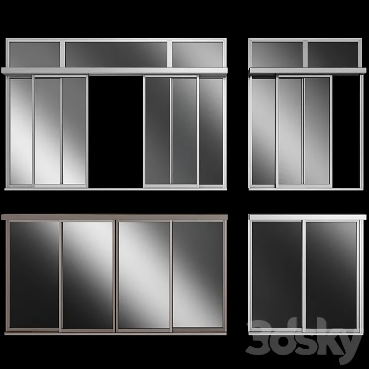 Sliding Stained Glass Aluminum doors 3DS Max