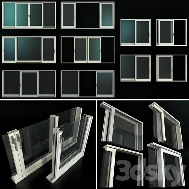 Sliding Stained Glass Aluminum Doors 3ds Max