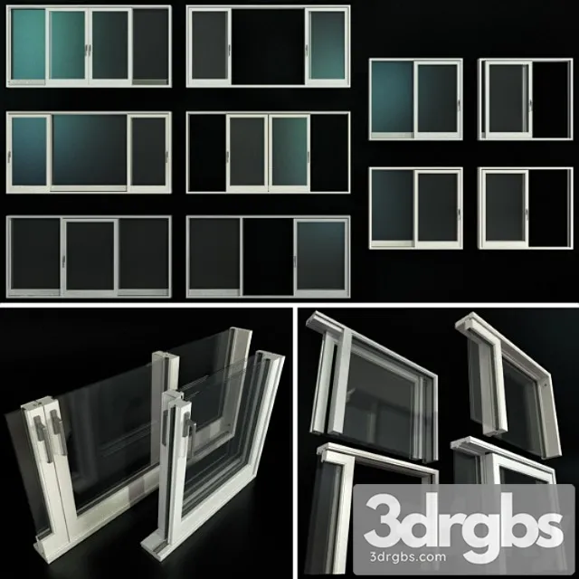 Sliding stained glass aluminum doors_2 3dsmax Download
