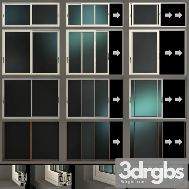 Sliding stained glass aluminum windows 3 3dsmax Download
