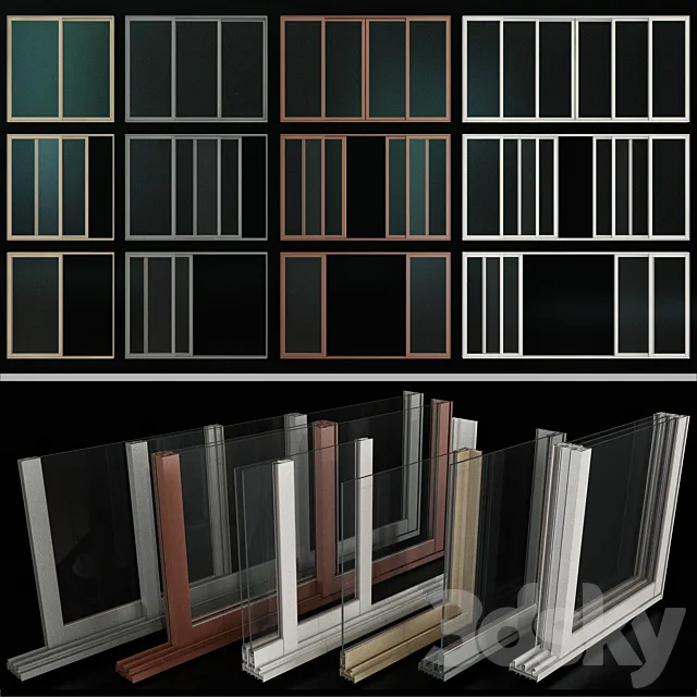 Sliding Stained Glass Aluminum Windows _ Sliding Stained Glass Aluminum Windows 3DS Max Model