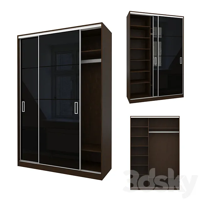 Sliding wardrobe in a narrow Modus MS163 profile 3ds Max