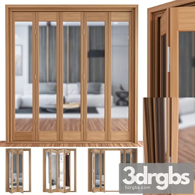 Slimfold oak marston clear glass folding door system 3dsmax Download