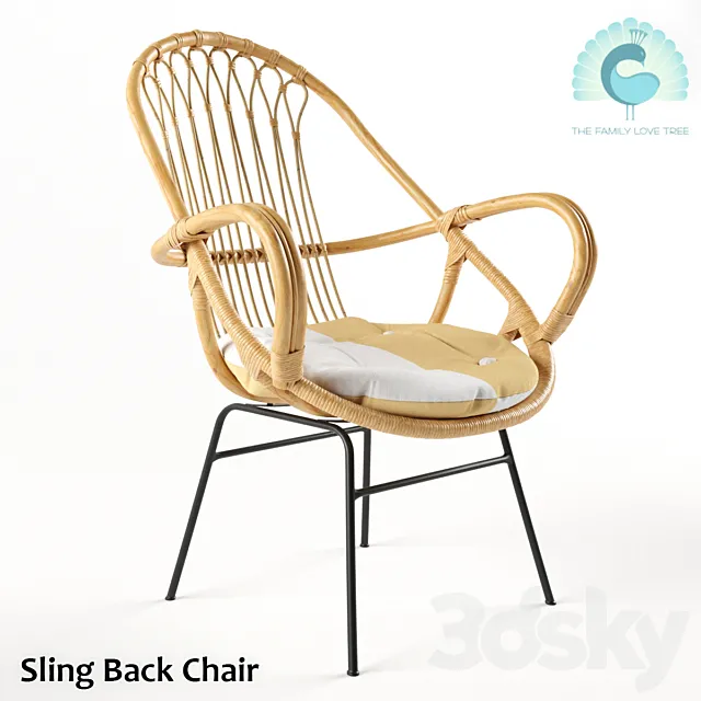 Sling Back Chair Natural 3DSMax File