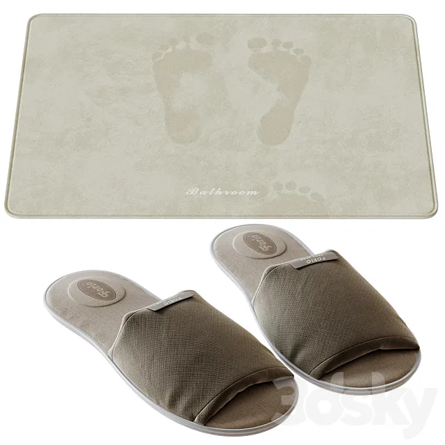 Slippers and bath mat 3DS Max Model