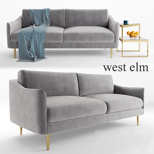 Sloane Sofa and Staggered plane side table – West Elm 3DS Max Model
